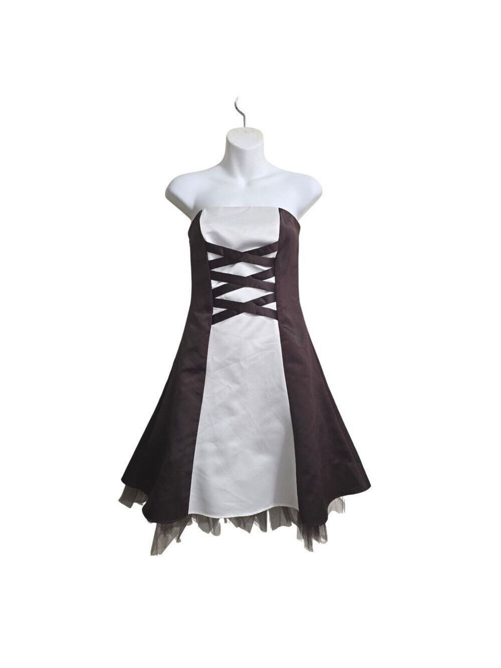 Jessica McClintock for Gunne Sax Satin Criss Cross Mini Formal Dress Sz 4